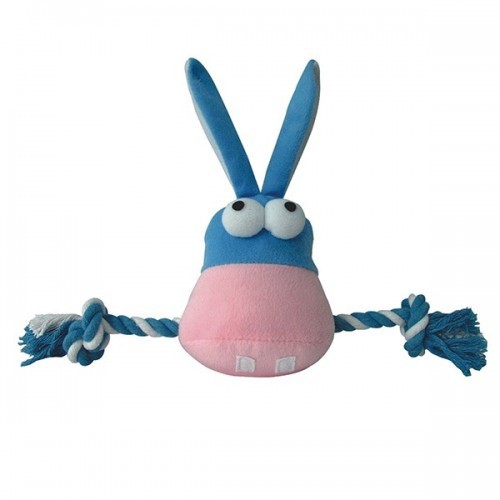 Burrinho de pelúcia azul com cordão