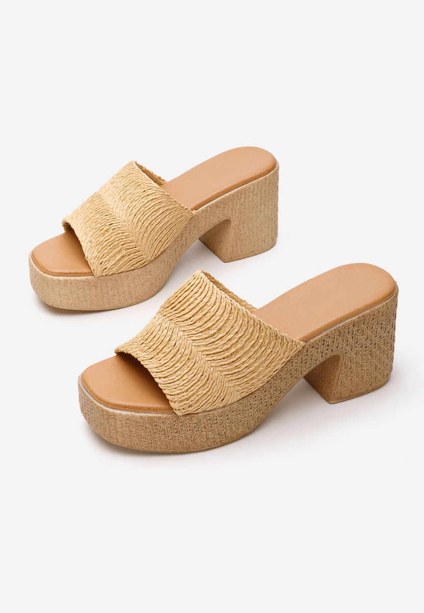 Mules à talon épais nude Katharyn