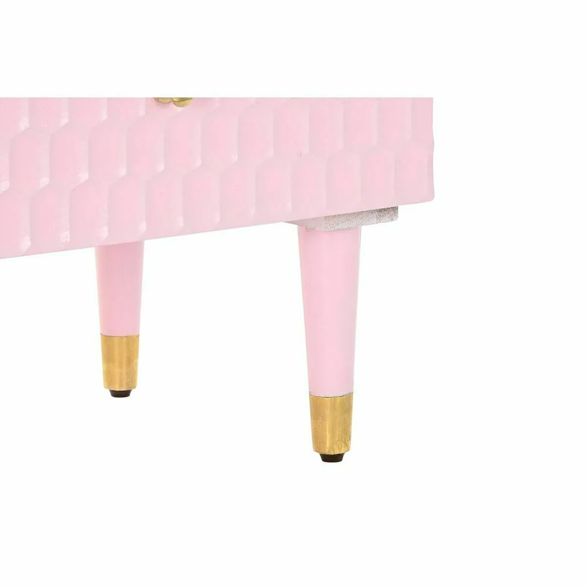 DKD Home Decor Table de Nuit Métal Rose Bois de manguier