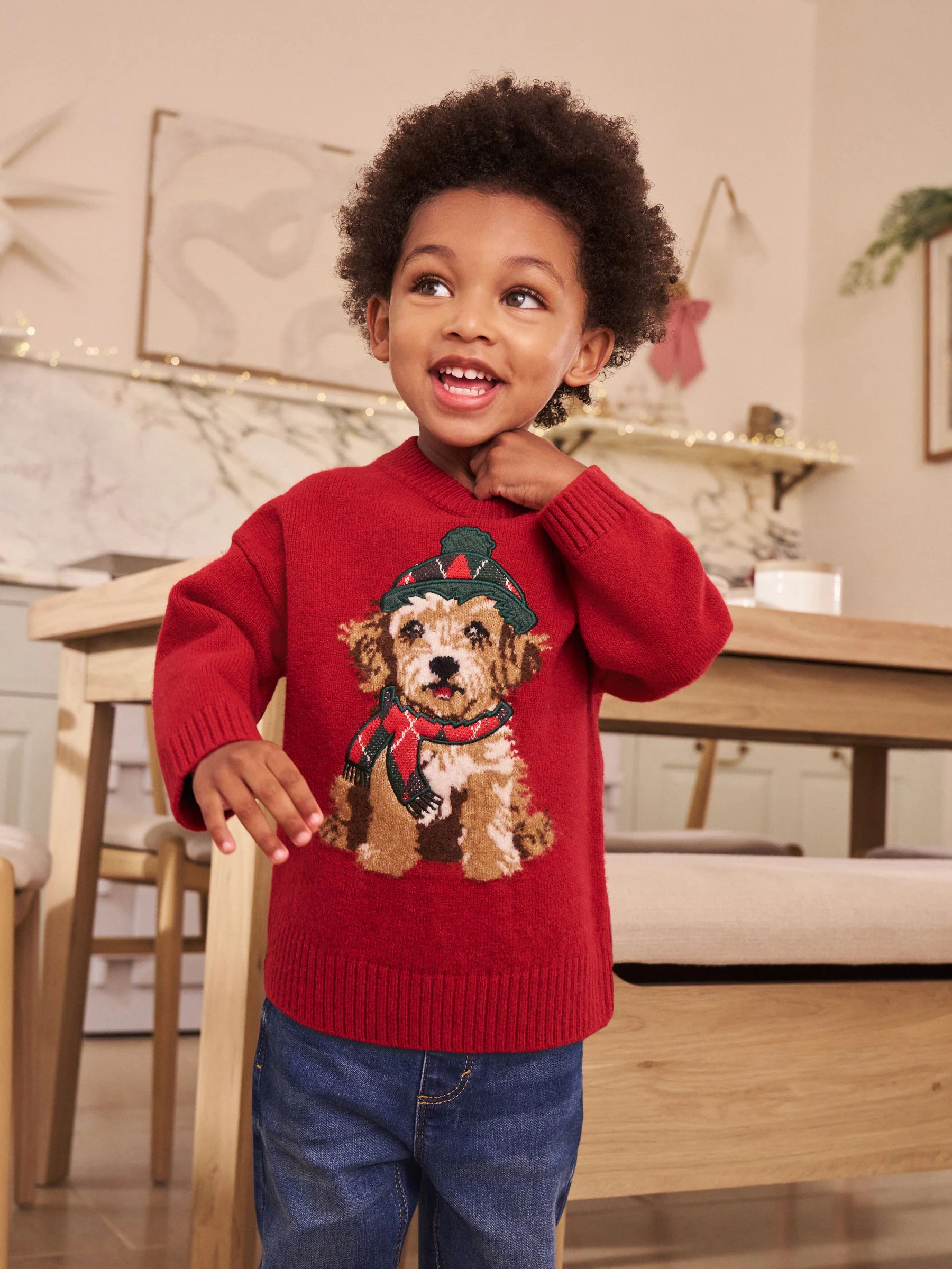 Red Dog Graphic - Matching Family Christmas Jumper (3mths-7yrs)