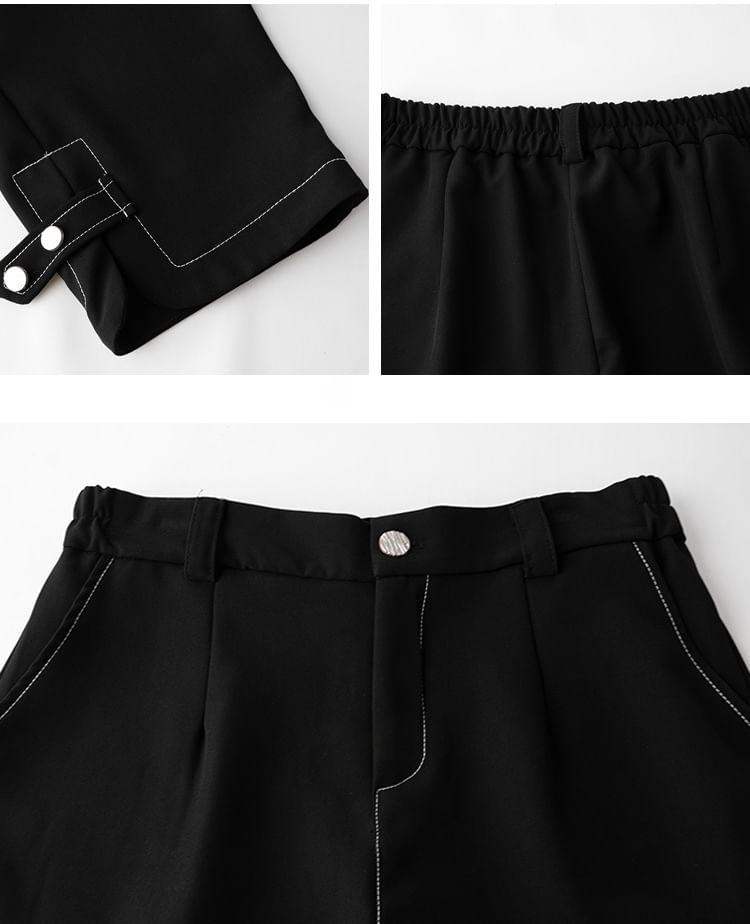 Ashteroid - Hoge taille effen wijde broek