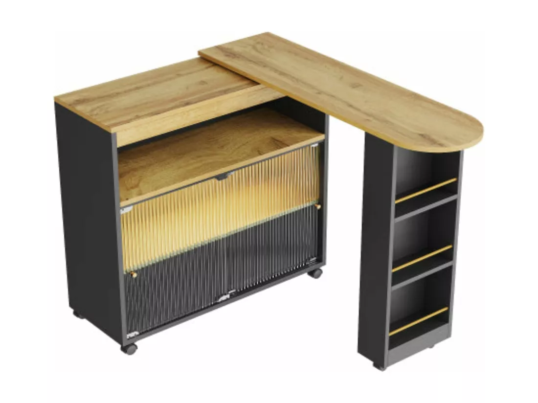Table de bar télescopique moderne à led,d204cm×h105cm