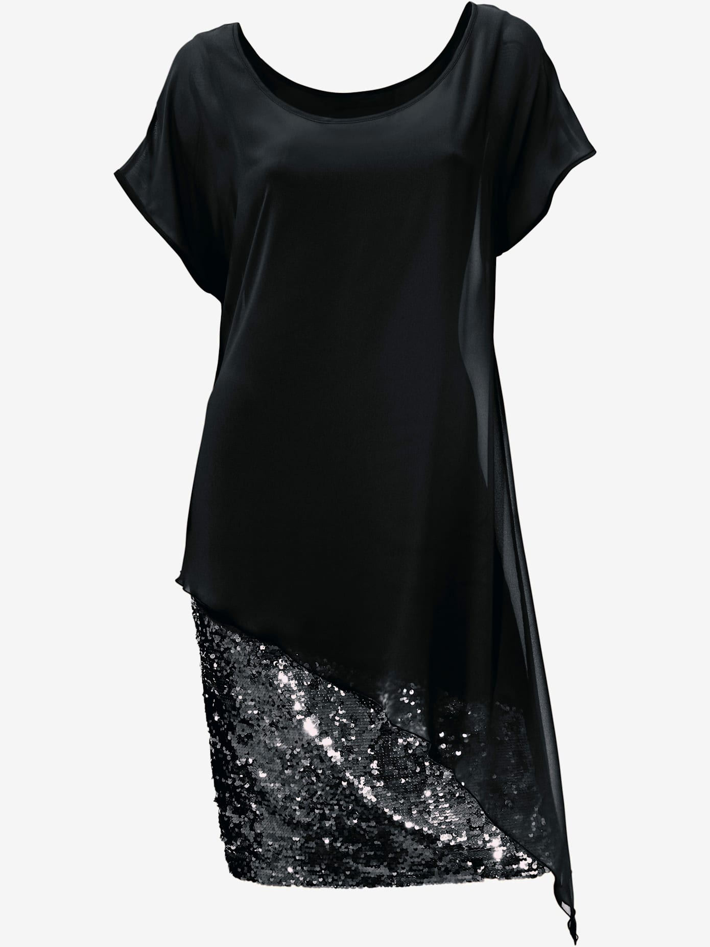Robe de cocktail jupe devant avec paillettes