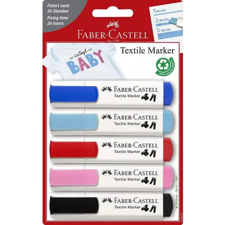 Faber-Castell Textilmarker, 5 Baby-Farben