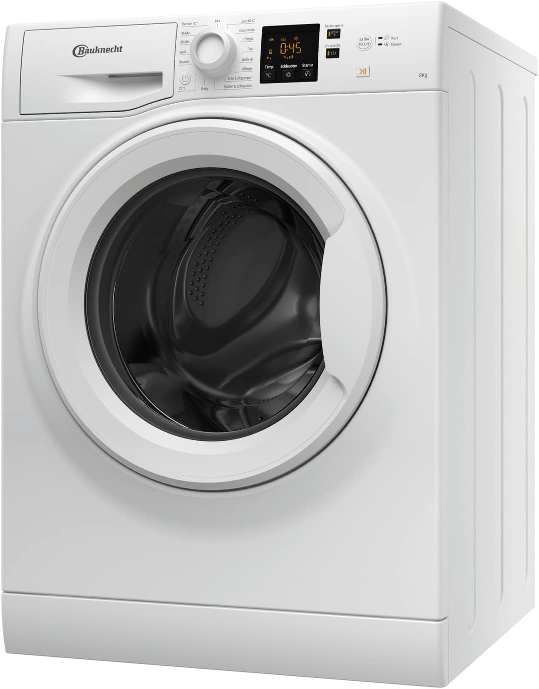 Bauknecht BPW 814 A Waschmaschine Frontlader/ 8kg/ kraftvolle Fleckenentfernung/Clean Plus/Kurz 45' / Anti-Allergie Plus/Mengenautomatik/Option Extra Touch, White