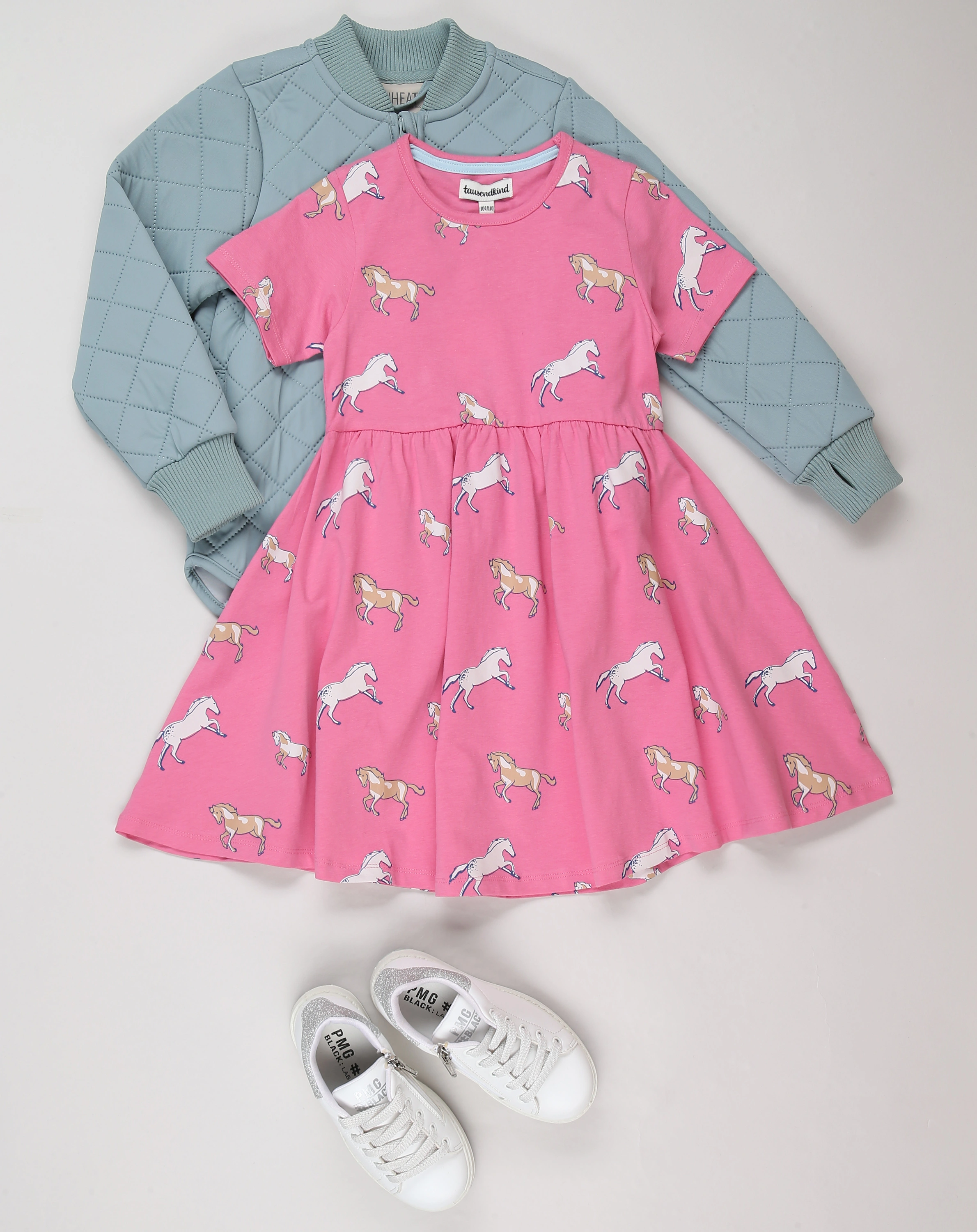Kurzarm-Kleid WILDPFERDE in pink
