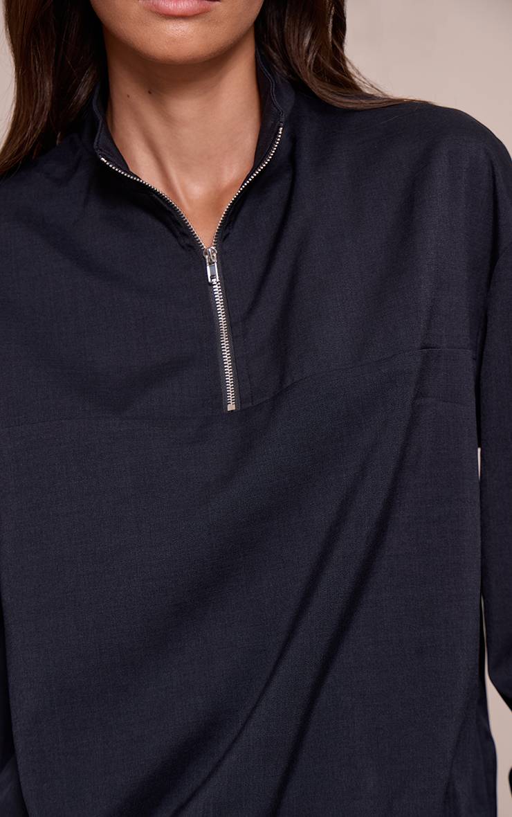 Bleu Marine Ensemble Veste Cintrée À Fermeture Éclair Quart