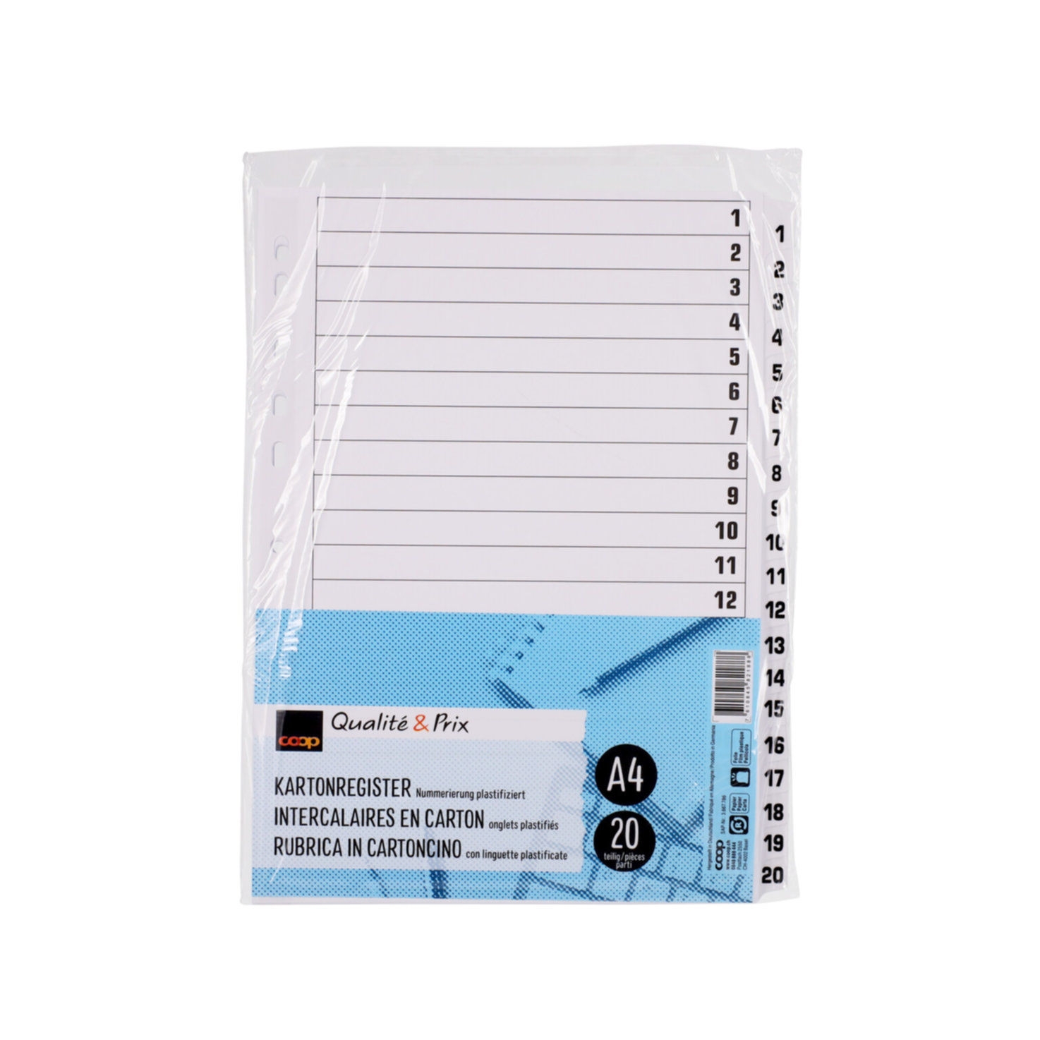 Qualité & Prix Kartonregister weiss A4 20 teilig
