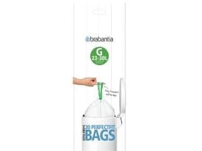 Brabantia Size G - Søppeldunkfôr - trekksnor - 30 L - høytetthetspolyetylen (LDPE) - hvit - pakke av 1 x 20