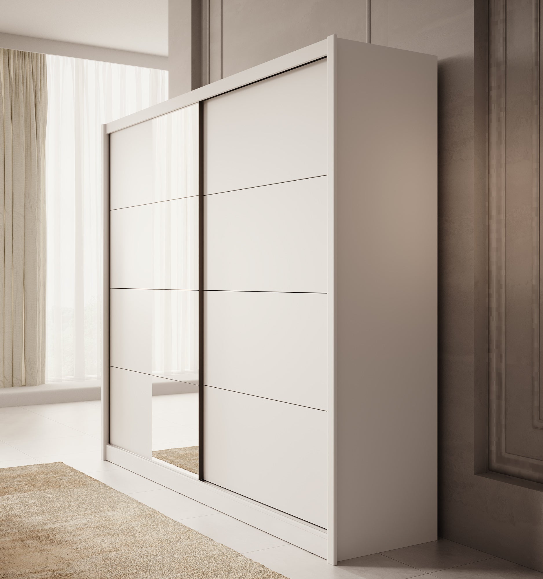 Azul - Kledingkast met schuifdeuren - Wit - 251x60x216 cm