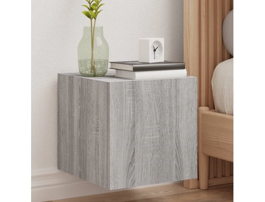 VIDAXL - Elément suspendu Meuble tv mural avec lumières led sonoma gris 30,5x35x30 cm