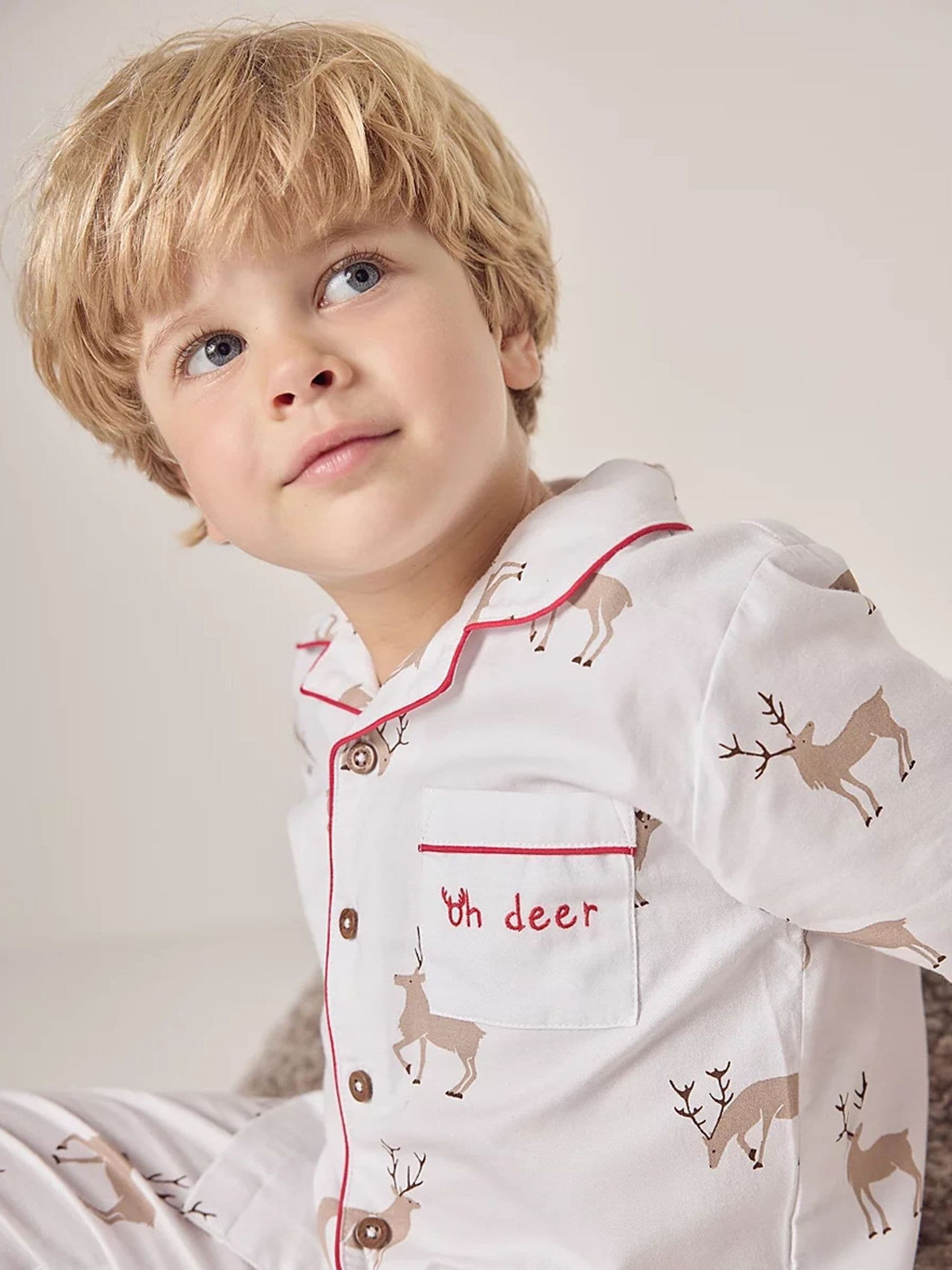 The White Company Relaxed Fit Katoenen Oh Deer Traditionele Witte Pyjama's
