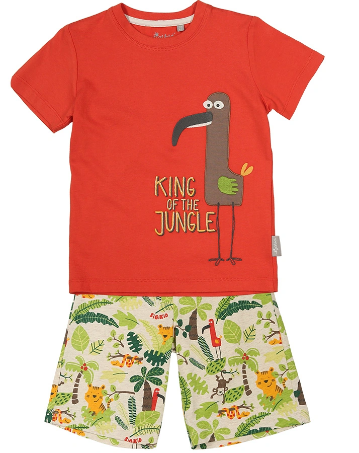 Schlafanzug KING OF THE JUNGLE 2-teilig in rot/beige