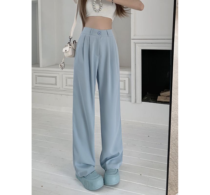 Moon City - Hoge taille effen wijde broek