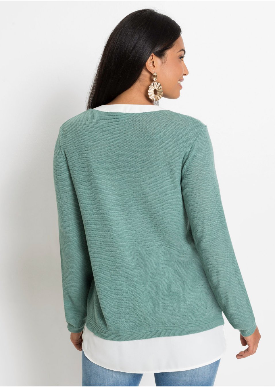 Pull à empiècement chemisier