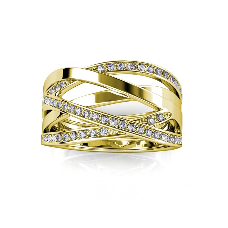 Bague Criss Cross - Doré et Cristal