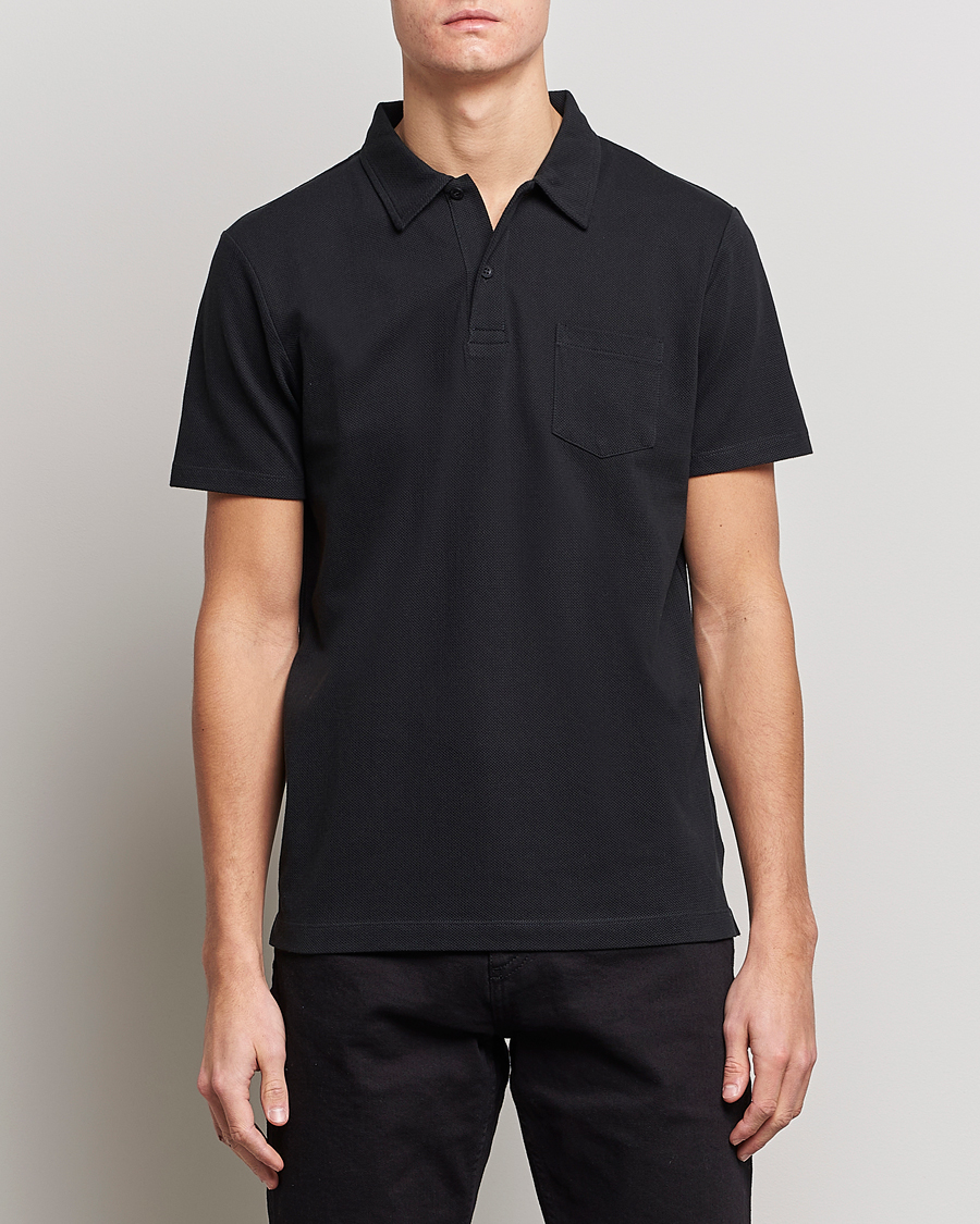 Sunspel Riviera Polo Shirt Black