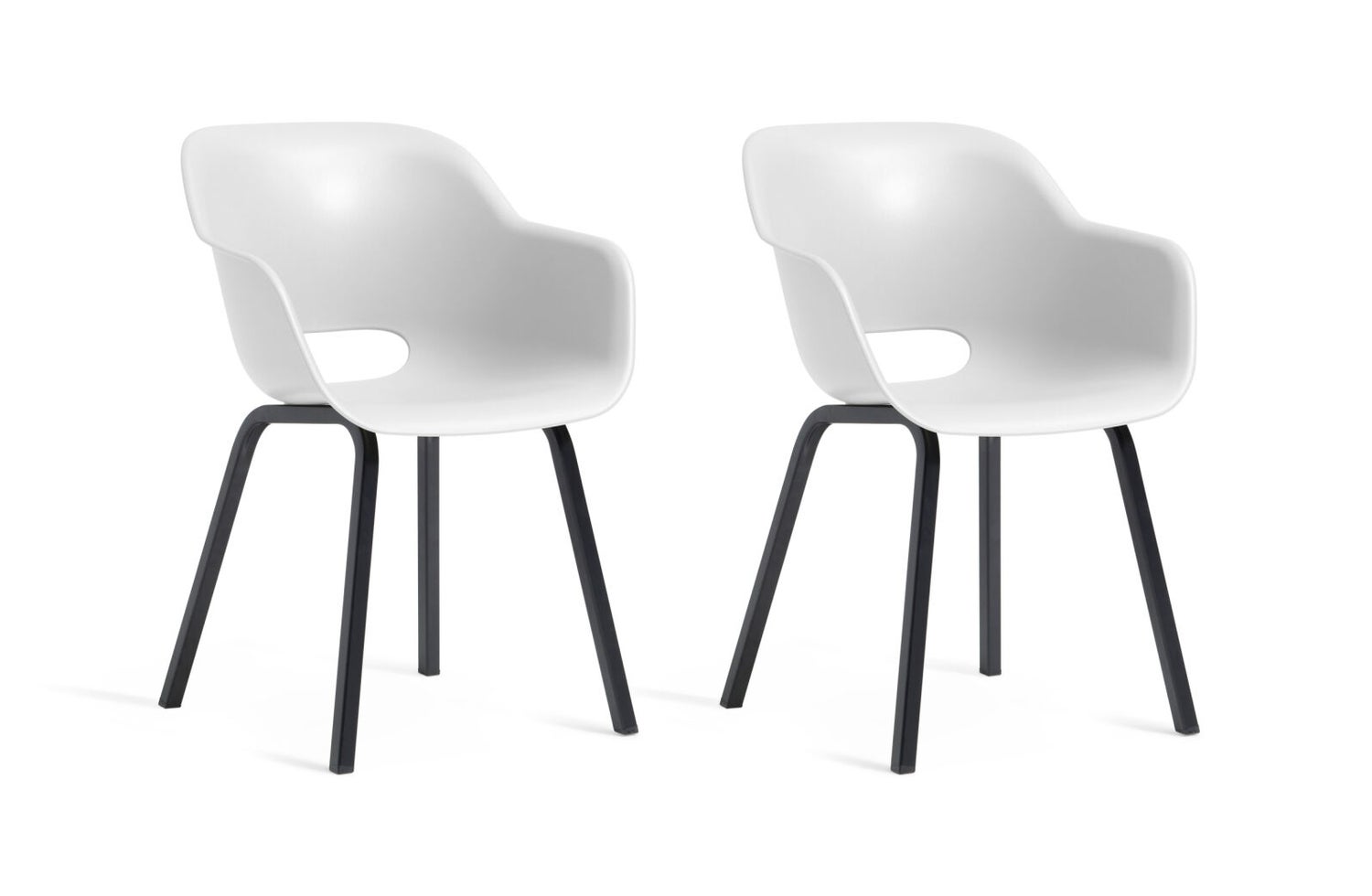 Keter Noa tuinstoel - 2 stuks - 55x56,5x80cm - metalen frame - wit - gerecycled plastic