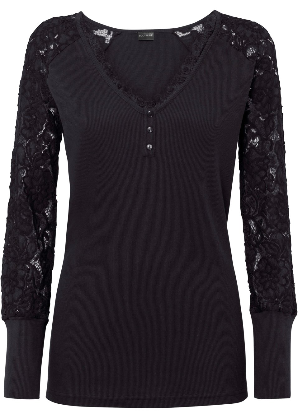 T-shirt manches longues à dentelle