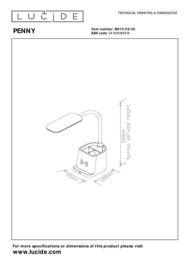 Lucide PENNY Bureaulamp - Zwart