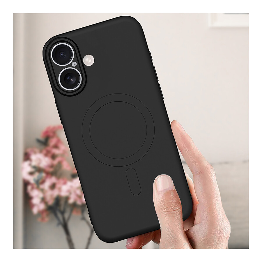 Akashi Coque de protection MagSafe en silicone noir- Apple iPhone 16 Plus
