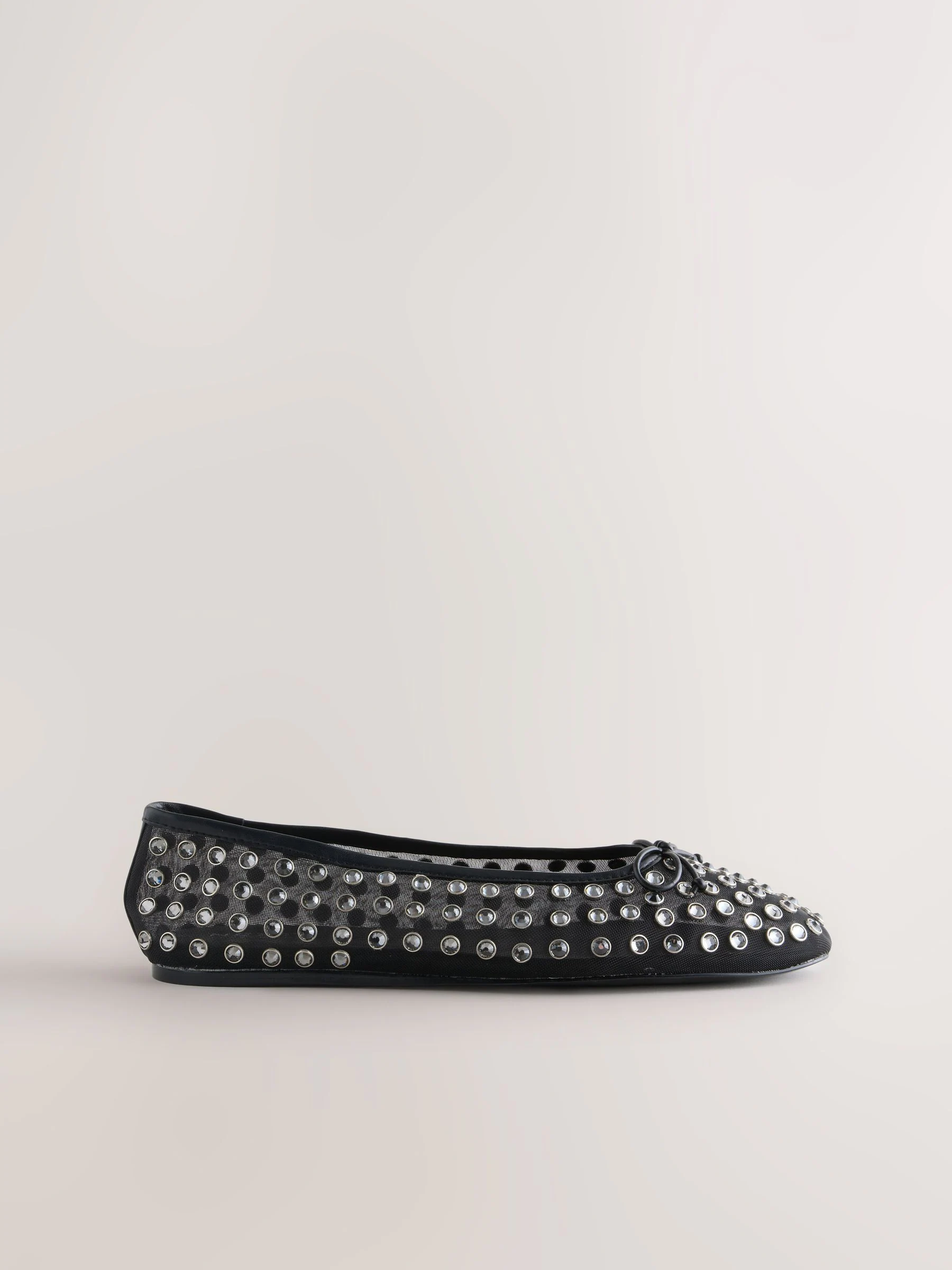 Zwart - Forever Comfort® Mesh Jewelled Ballerina Shoes