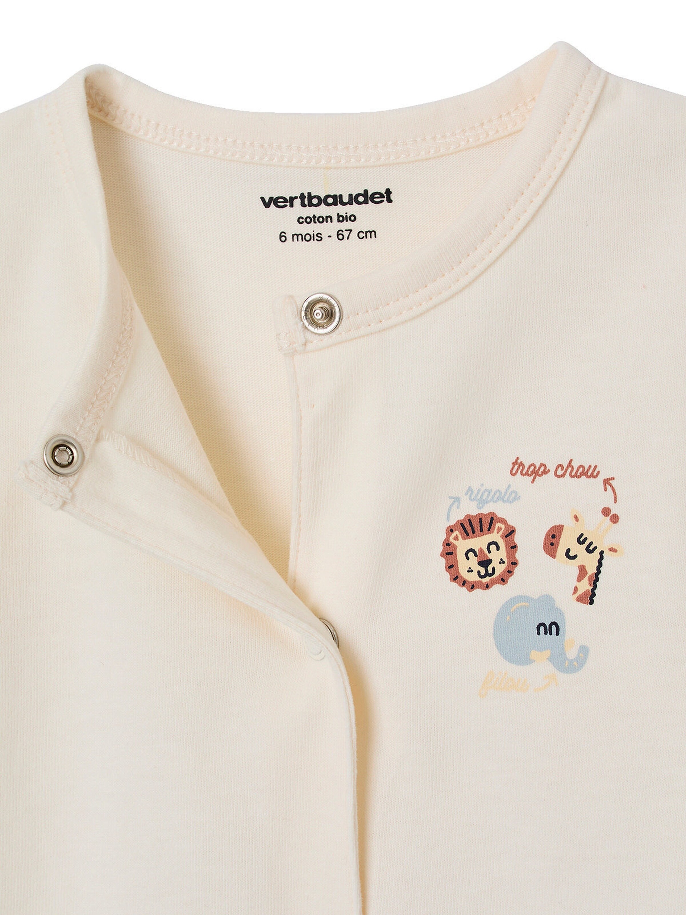 Vertbaudet Bio-Kollektion: 2er-Pack Baby Kurzoveralls mit Dschungelmotiv wollweiß