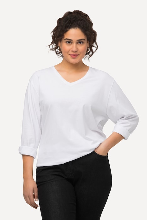 Shirt, V-Ausschnitt, Relaxed, Langarm