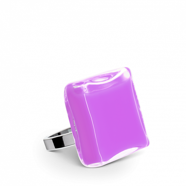 Bague en verre soufflé - Carré Mini Milk