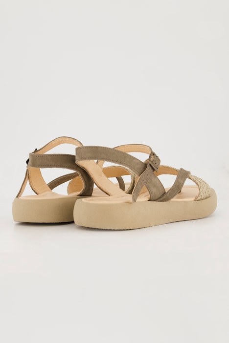 Sandalen, zweifarbig, Flechtriemen, Weite H