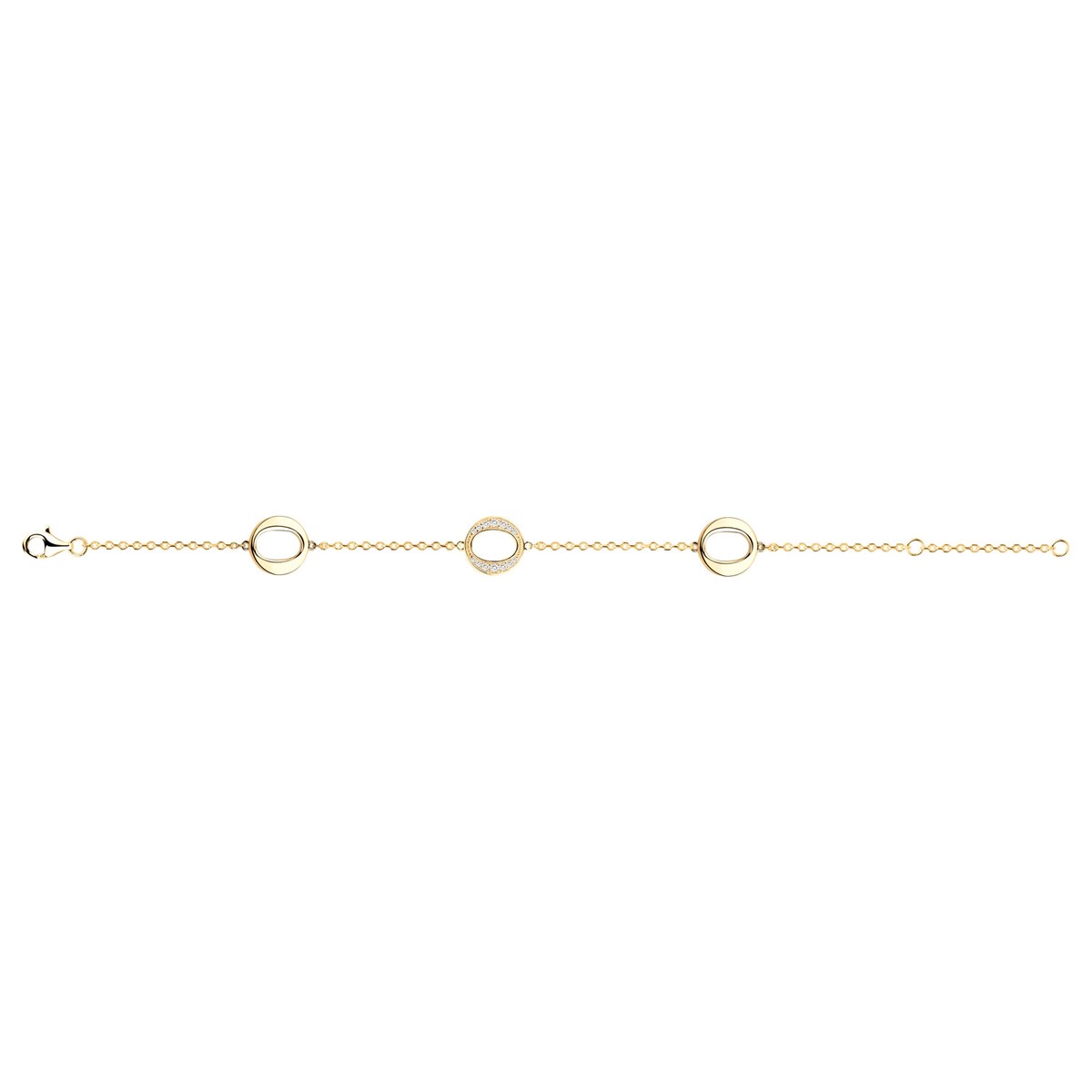 Bracelet souple en Plaqué Or avec oxyde de zirconium blanc