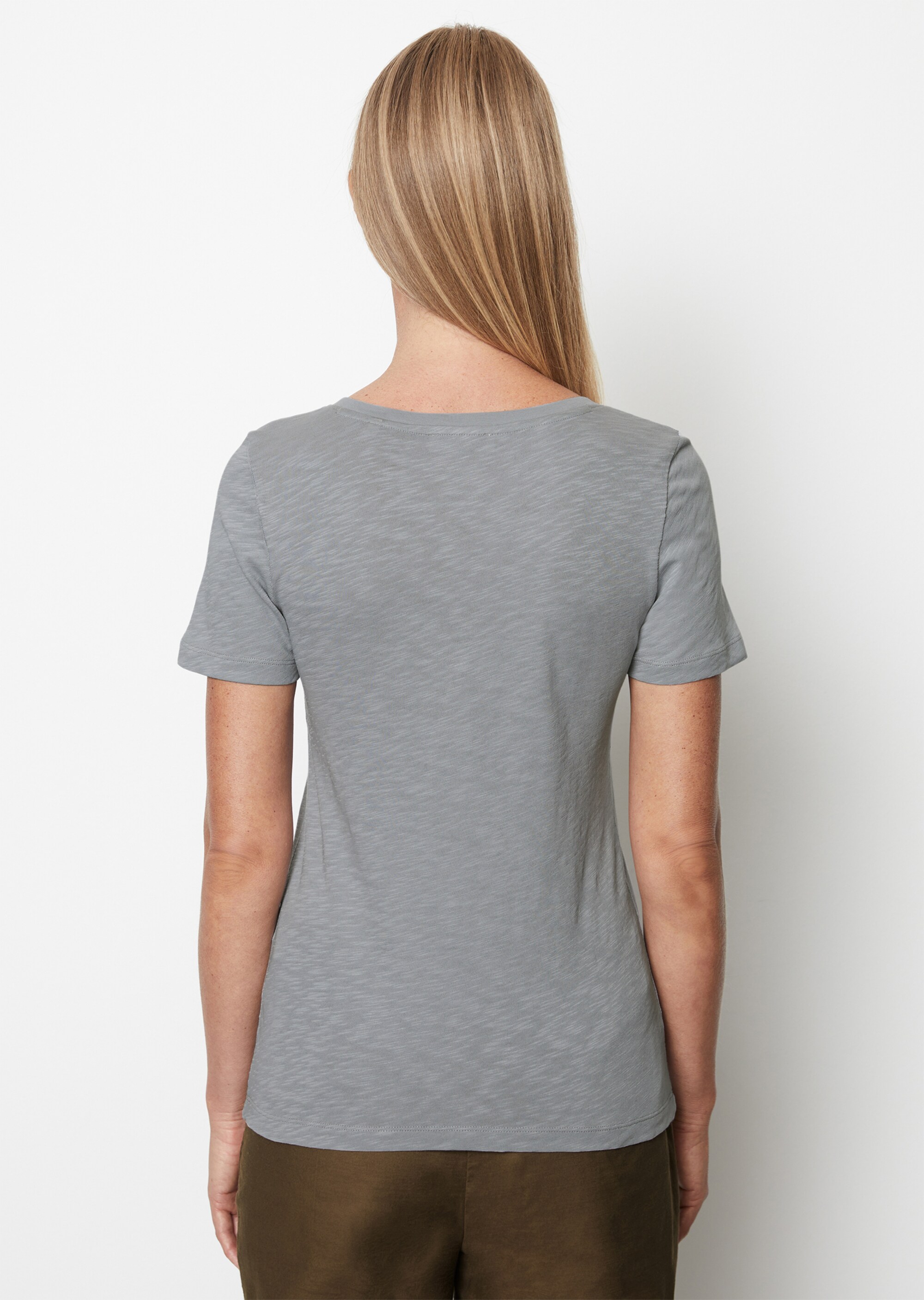 V-Neck-T-Shirt regular aus Organic Cotton Slub Jersey