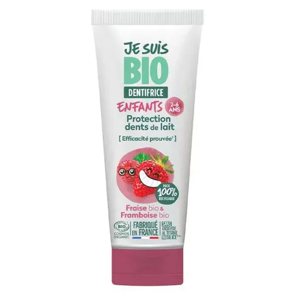 Pasta de dentes infantil orgânica I Am Organic, 2 a 6 anos, morango e framboesa, 50ml