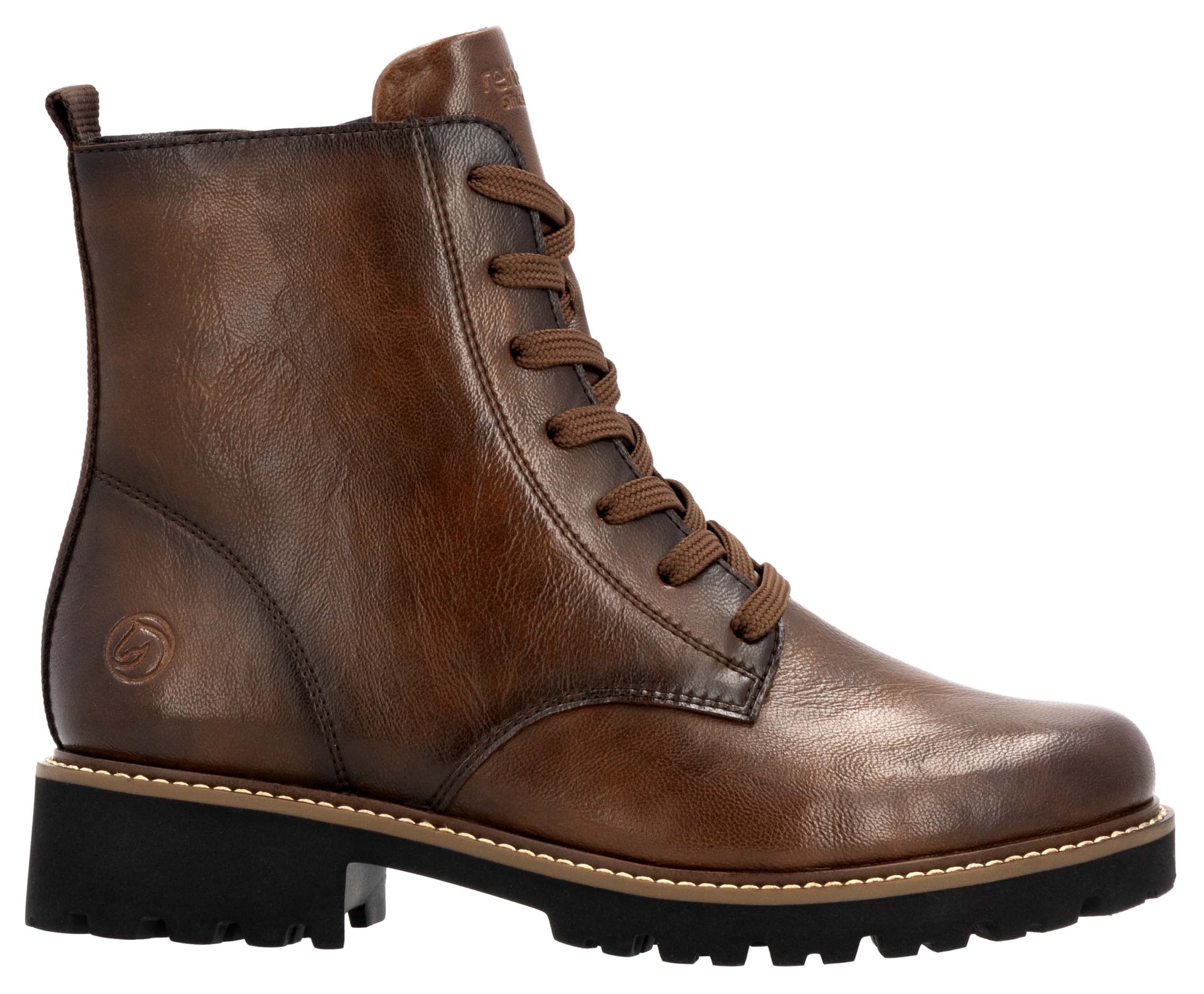 Remonte Schnürboots  , Blockabsatz, Schnürstiefelette im Used Look
