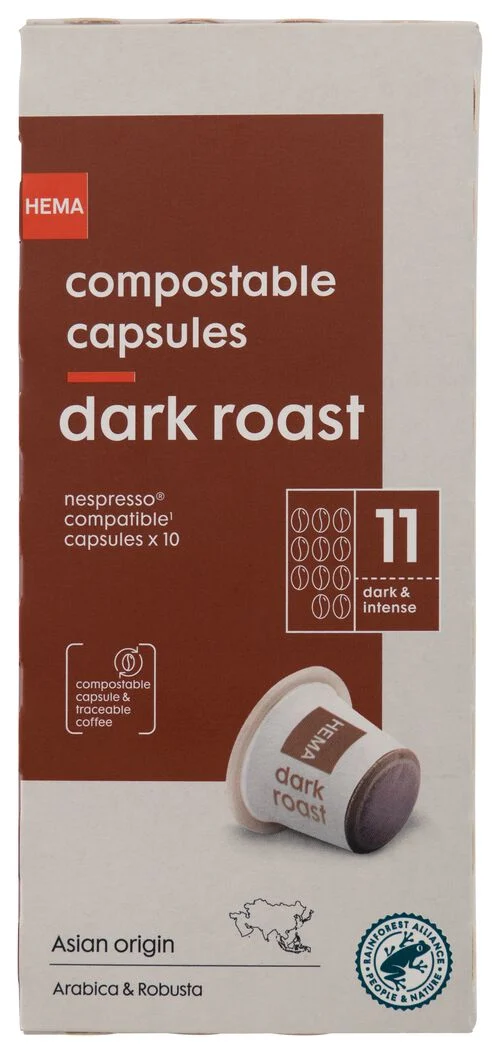 10 capsules de café dark roast