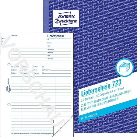 Avery Zweckform 723 Lieferschein, A5, mit Blaupapier, 2x50 Blatt