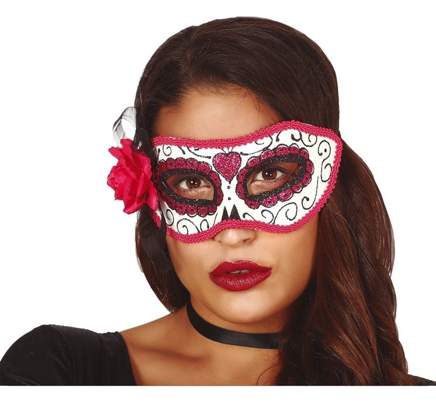 Halloween Day Of The Dead Masker Roze