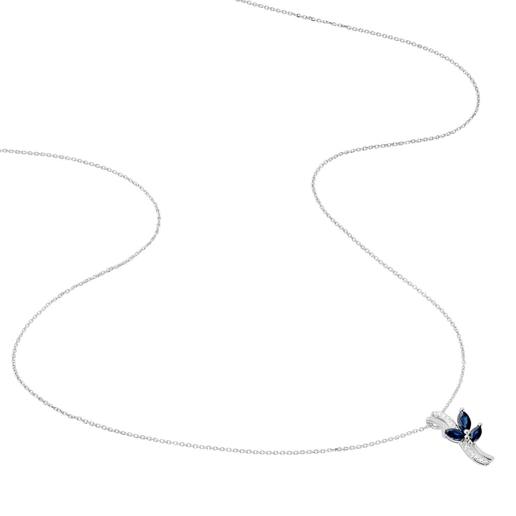 Collier Angie Or Blanc Saphir Diamant