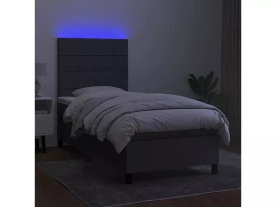 Sommier tapissier avec matelas et LED Gris foncé 90x190cm Tissu