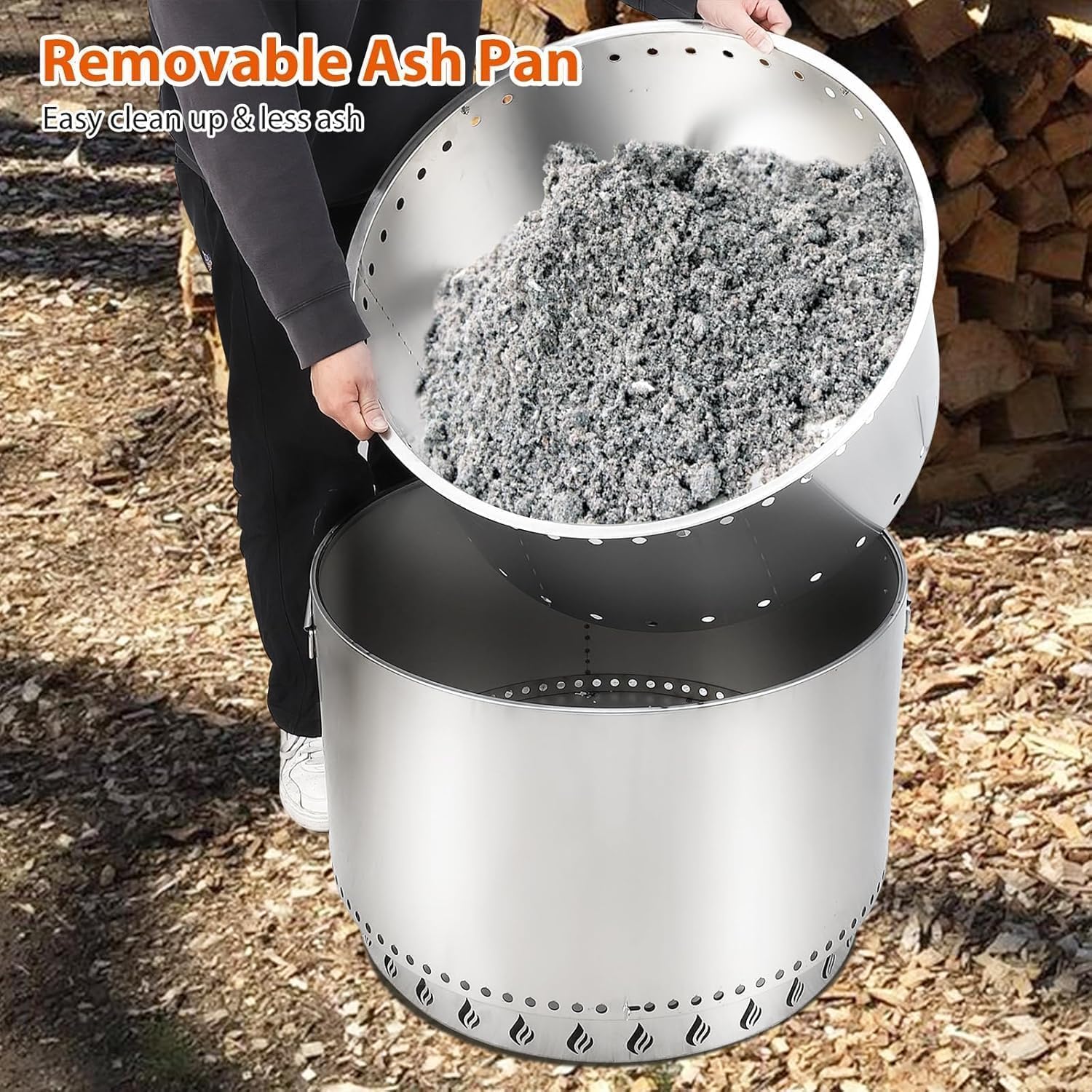 Stove Bonfire 2.0, 41.5 cm rauchfreie Feuerstelle, 360° Luftstrom & Abnehmbare Aschekanne, Edelstahl Holzkamin Tragbare Feuerstelle im Freien, für 3-5 Personen, 7,7 kg