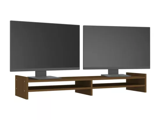 Support de moniteur Marron miel 100x27x15 cm Bois de pin solide