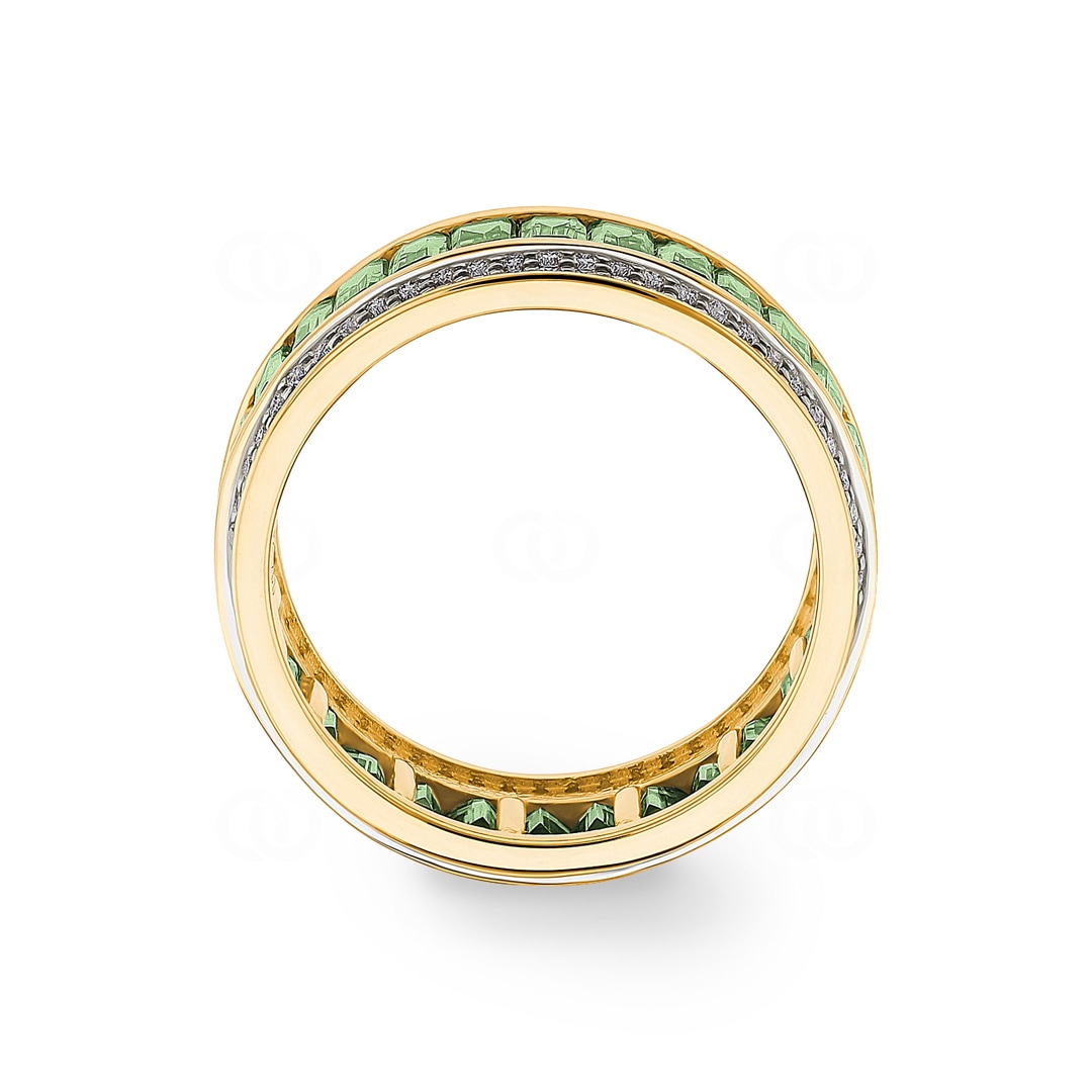 Ring 750/18 K Gelbgold mit Peridoten & Diamanten 0.41 ct H/si