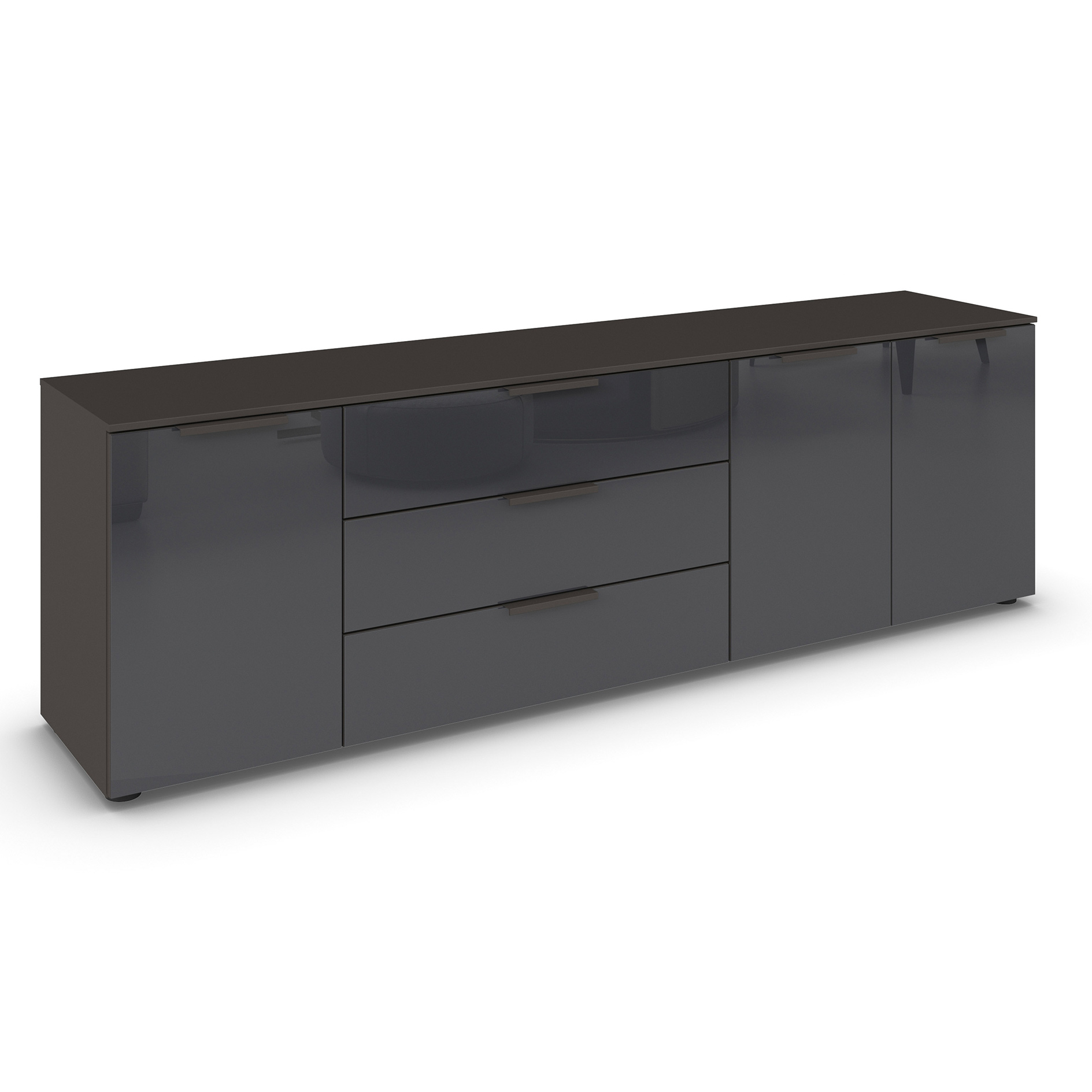 Lowboard - graphit - Glas basalt - 199 cm