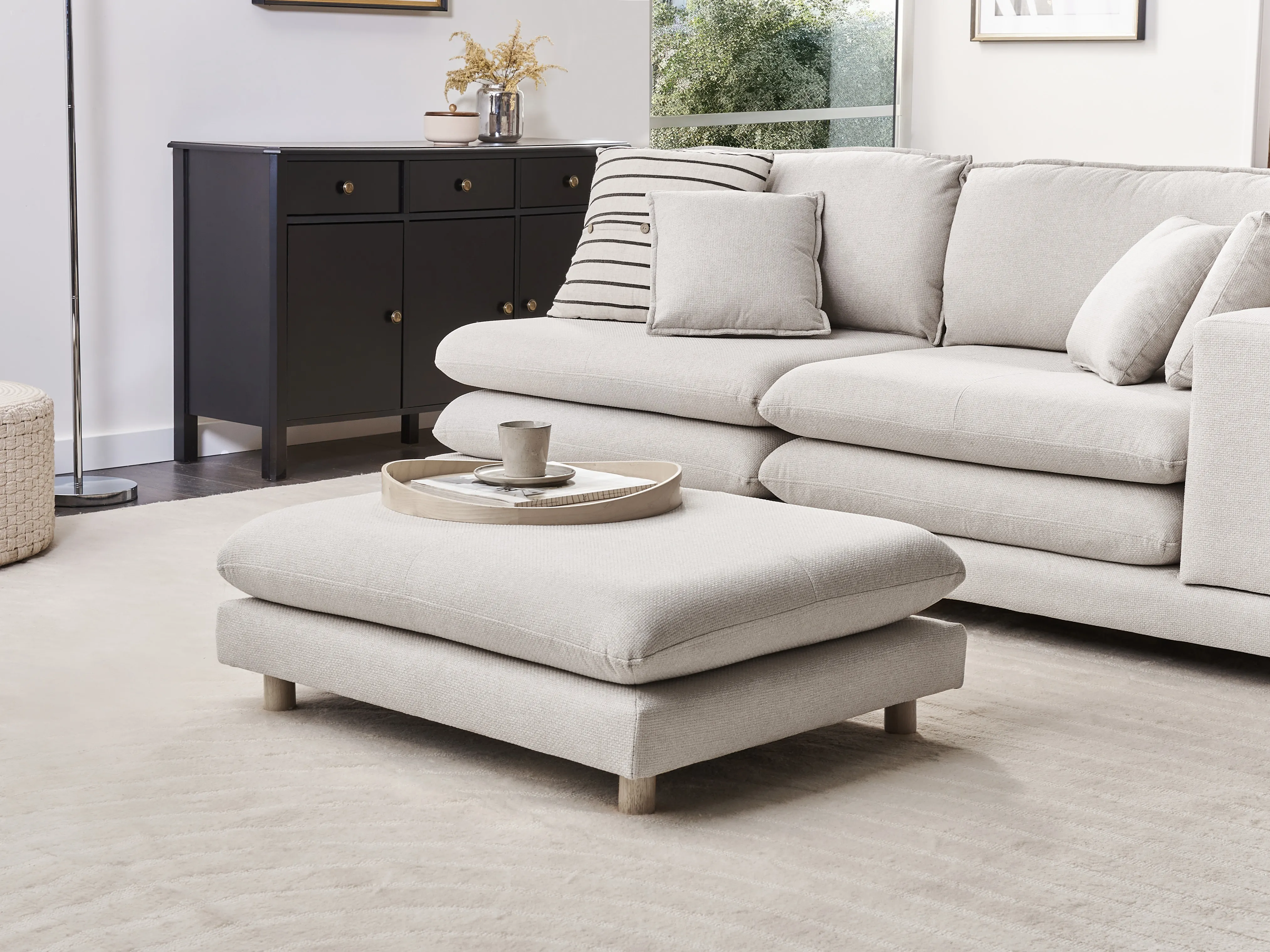 Ottomaan HEDEN Stof Beige
