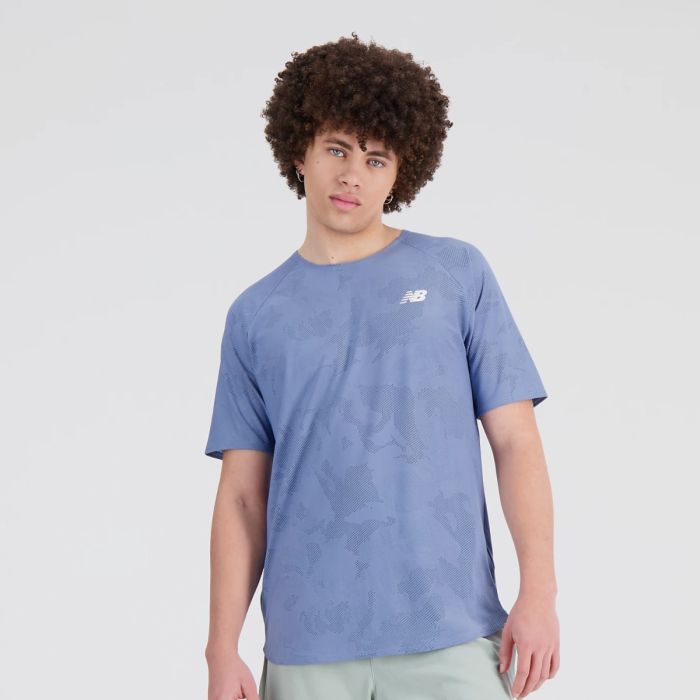 New Balance Herre T-shirts Speed Jacquard Short Sleeve Blå