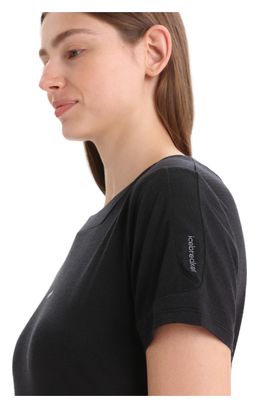 T-shirt Manches Courtes Mérinos Femme Icebreaker ZoneKnit Noir
