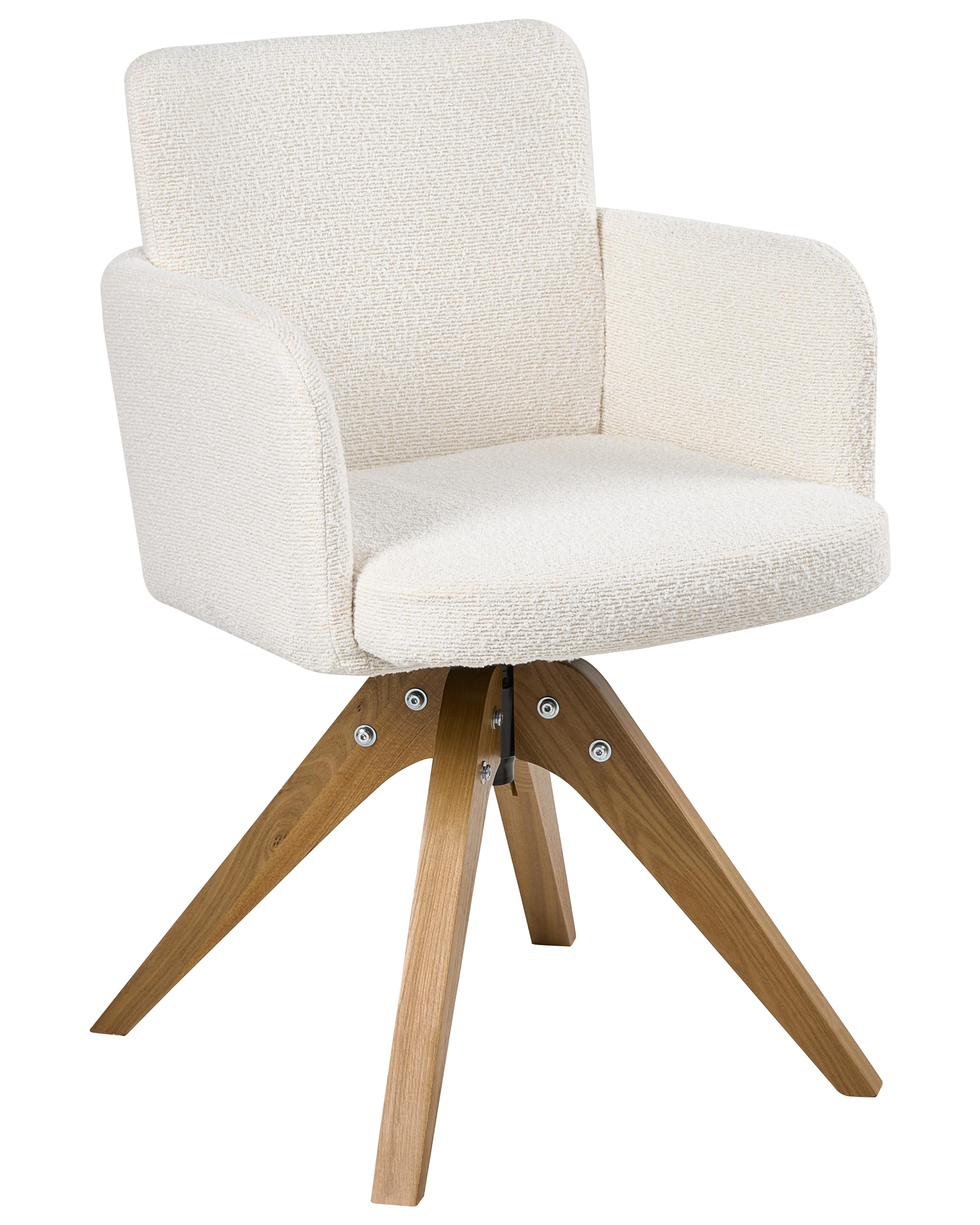 Set van 2 eetkamerstoelen draaibaar EVELYN Bouclé Gebroken wit