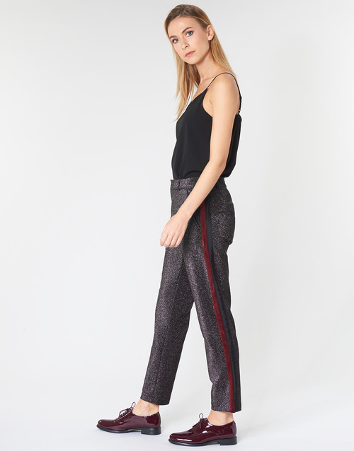 Maison Scotch - TAPERED LUREX PANTS WITH VELVET SIDE PANEL - Gris
