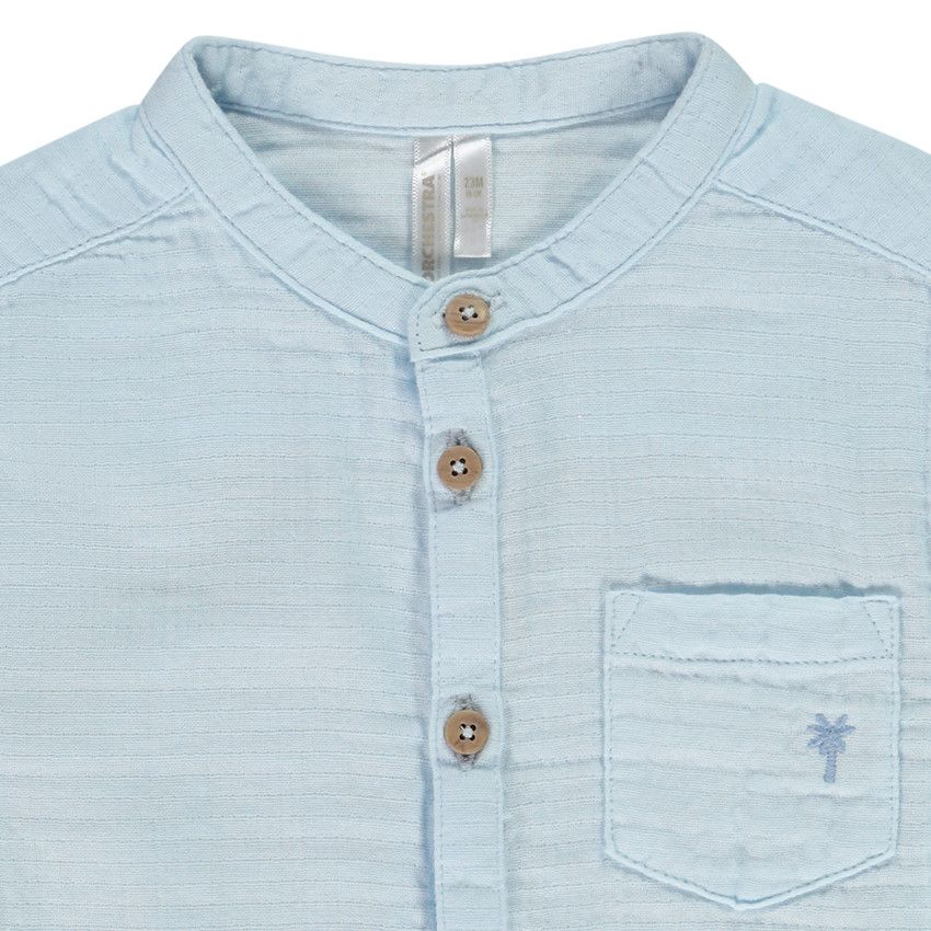 Chemise manches courtes à palmier brodé pour bébé garçon - Bleu