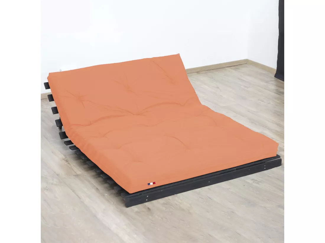 Matelas futon orange goyave coeur en latex 90x200